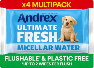 Andrex Classic Clean Washlets Moist Toilet Tissue Quad, 4 x 36 Wipes