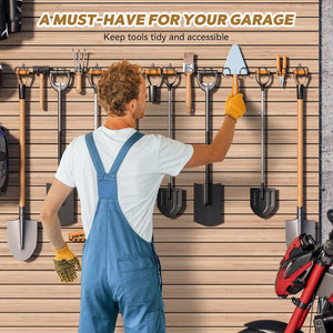 zacurter Garden Tool Storage Rack - Wall Mounted Shed Storage Solutions, Garage Organiser for Garden Tools With Handle,4 Pack Heavy Duty Hooks for Secateurs, Shovels, Rakes, Ladders with 16 Hook
